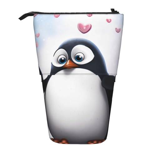 KCGSDEGV Niedliche Pinguine Prints Stehendes erweiterbares Federmäppchen Organizer für Schulstifte, Make-up & Reisen für Studenten & Künstler, Schwarz , Einheitsgröße, Schulranzen von KCGSDEGV