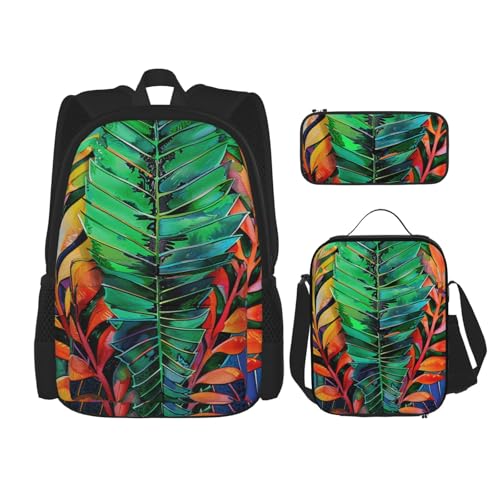 KCGSDEGV Niedliche Weihnachts-Eulen auf Ast, bedruckte Drucke, Schultasche, 3-teiliges Büchertaschen-Set mit Lunch-Tasche, Federmäppchen, niedliches Studentenrucksack-Set für Teenager, Mädchen, Jungen von KCGSDEGV