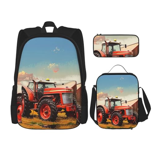 KCGSDEGV Niedliche Weihnachts-Eulen auf Ast, bedruckte Drucke, Schultasche, 3-teiliges Büchertaschen-Set mit Lunch-Tasche, Federmäppchen, niedliches Studentenrucksack-Set für Teenager, Mädchen, Jungen von KCGSDEGV