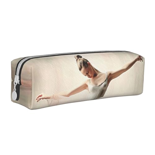 KCGSDEGV Niedliches Federmäppchen mit Ballettschuhen, bedrucktes Leder-Federmäppchen, Stifteetui, für Schule, Schreibwaren, Organizer, Stiftebox, weiß, Einheitsgröße, Schulranzen von KCGSDEGV