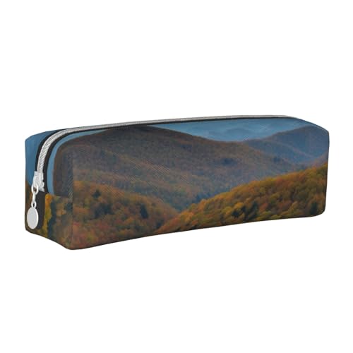 KCGSDEGV Niedliches Federmäppchen mit Bergen, bedrucktes Leder-Federmäppchen, Stifteetui, für Schule, Schreibwaren, Organizer, Stiftebox, weiß, Einheitsgröße, Schulranzen von KCGSDEGV