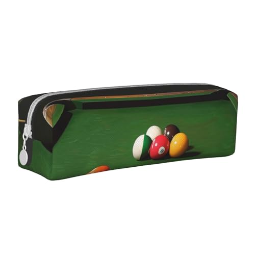 KCGSDEGV Niedliches Federmäppchen mit Billard-bedrucktem Leder-Federmäppchen, Stifteetui, für Schule, Schreibwaren, Organizer, Stiftebox, weiß, Einheitsgröße, Schulranzen von KCGSDEGV