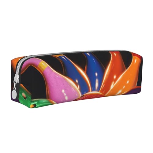 KCGSDEGV Niedliches Federmäppchen mit Bowlingkugeln, bedrucktes Leder-Federmäppchen, Stifteetui, für Schule, Schreibwaren, Organizer, Stiftebox, weiß, Einheitsgröße, Schulranzen von KCGSDEGV