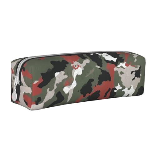 KCGSDEGV Niedliches Federmäppchen mit Camouflage-Druck, Leder-Federmäppchen, Stifteetui, für Schule, Schreibwaren, Organizer, Stiftebox, weiß, Einheitsgröße, Schulranzen von KCGSDEGV