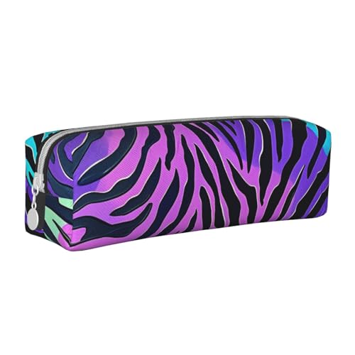 KCGSDEGV Niedliches Federmäppchen mit Camouflage-Zebrastreifen, bedrucktes Leder-Federmäppchen, Stifteetui, für Schule, Schreibwaren, Organizer, Stiftebox, weiß, Einheitsgröße, Schulranzen von KCGSDEGV