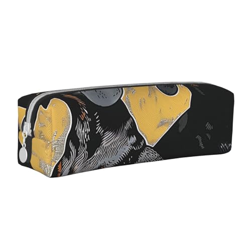 KCGSDEGV Niedliches Federmäppchen mit Dackel-Motiv, Leder-Federmäppchen, Stifteetui, für Schule, Schreibwaren, Organizer, Stiftebox, weiß, Einheitsgröße, Schulranzen von KCGSDEGV