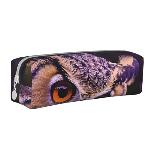 KCGSDEGV Niedliches Federmäppchen mit Eulen-Motiv, bedrucktes Leder-Federmäppchen, Stifteetui, für Schule, Schreibwaren, Organizer, Stiftebox, weiß, Einheitsgröße, Schulranzen von KCGSDEGV