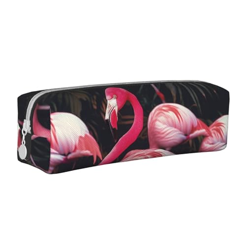 KCGSDEGV Niedliches Federmäppchen mit Flamingo-Druck, Leder-Federmäppchen, Stifteetui, Schule, Schreibwaren, Organizer, Stiftebox, weiß, Einheitsgröße, Schulranzen von KCGSDEGV