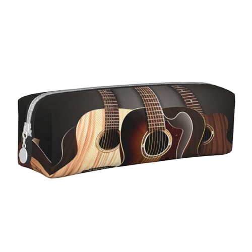 KCGSDEGV Niedliches Federmäppchen mit Gitarre, bedrucktes Leder-Federmäppchen, Stifteetui, für Schule, Schreibwaren, Organizer, Stiftebox, weiß, Einheitsgröße, Schulranzen von KCGSDEGV