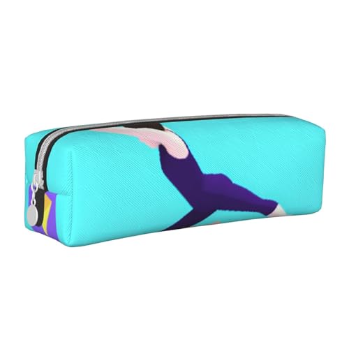 KCGSDEGV Niedliches Federmäppchen mit Gymnastikspiel, bedrucktes Leder-Federmäppchen, Stifteetui, Schule, Schreibwaren, Organizer, Stiftebox, weiß, Einheitsgröße, Schulranzen von KCGSDEGV