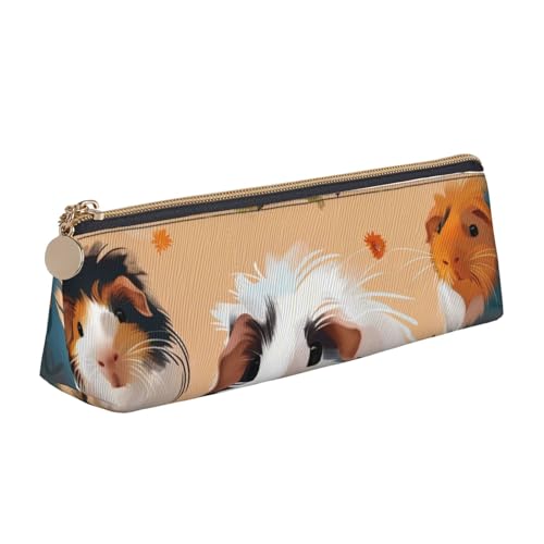 KCGSDEGV Niedliches Federmäppchen mit Haustier-Illustration, bedrucktes Dreiecks-Federmäppchen, niedliches Leder-Federmäppchen, Stifteetui, Schreibwaren-Organizer, Box für Schule,, weiß, von KCGSDEGV