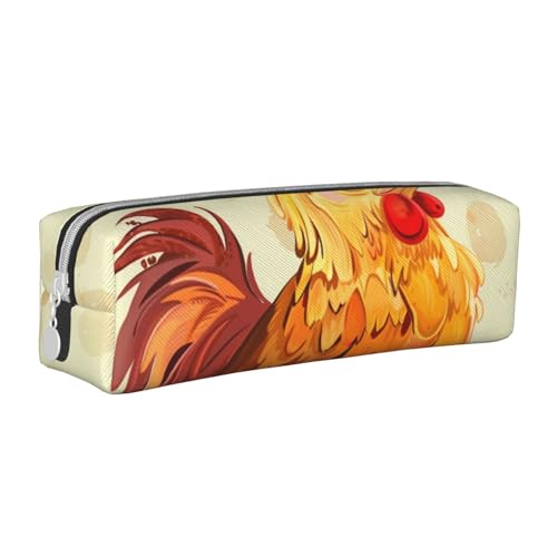 KCGSDEGV Niedliches Federmäppchen mit Hühnerküken, bedrucktes Leder-Federmäppchen, Stifteetui, für Schule, Schreibwaren, Organizer, Stiftebox, weiß, Einheitsgröße, Schulranzen von KCGSDEGV