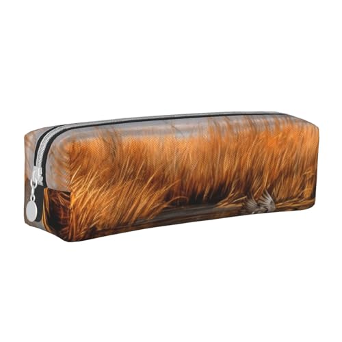 KCGSDEGV Niedliches Federmäppchen mit Jagd-Motiv fliegende Wildente 2 bedruckte Leder-Federmäppchen Stiftetasche Halter Schule Schreibwaren Organizer Stiftebox, weiß, Einheitsgröße, Schulranzen von KCGSDEGV