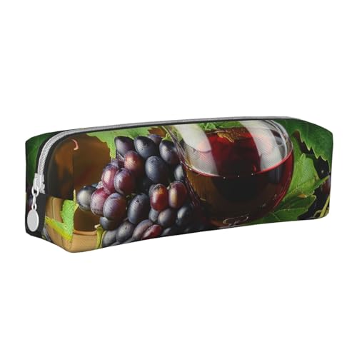 KCGSDEGV Niedliches Federmäppchen mit Kunst-Rotwein-Galssen und Trauben, bedrucktes Leder-Federmäppchen, Stifteetui, für Schule, Schreibwaren, Organizer, Stiftebox, weiß, Einheitsgröße, Schulranzen KCGSDEGV Niedliches Federmäppchen mit Kunst-Rotwein-Galssen und Trauben, bedrucktes Leder-Federmäppchen, Stifteetui, für Schule, Schreibwaren, Organizer, Stiftebox, weiß, Einheitsgröße, Schulranzen von KCGSDEGV