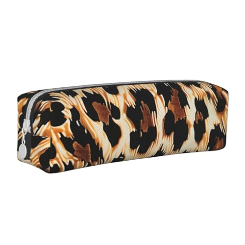 KCGSDEGV Niedliches Federmäppchen mit Leopardenmuster, bedrucktes Leder-Federmäppchen, Stifteetui, für Schule, Schreibwaren, Organizer, Stiftebox, weiß, Einheitsgröße, Schulranzen von KCGSDEGV