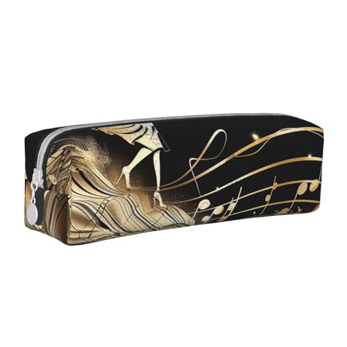 KCGSDEGV Niedliches Federmäppchen mit Musiknoten, bedrucktes Leder-Federmäppchen, Stifteetui, für Schule, Schreibwaren, Organizer, Stiftebox, weiß, Einheitsgröße, Schulranzen von KCGSDEGV