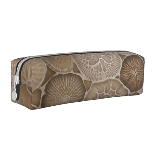 KCGSDEGV Niedliches Federmäppchen mit Petoskey-Stein, bedrucktes Leder-Federmäppchen, Stifteetui, für Schule, Schreibwaren, Organizer, Stiftebox, weiß, Einheitsgröße, Schulranzen von KCGSDEGV