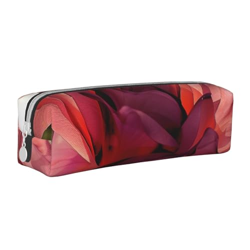 KCGSDEGV Niedliches Federmäppchen mit Rosen-Motiv, bedrucktes Leder-Federmäppchen, Stifteetui, für Schule, Schreibwaren, Organizer, Stiftebox, weiß, Einheitsgröße, Schulranzen von KCGSDEGV