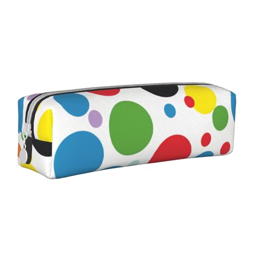 KCGSDEGV Niedliches Federmäppchen mit Twister, gepunktet, bedrucktes Leder-Federmäppchen, Stifteetui, für Schule, Schreibwaren, Organizer, Stiftebox, weiß, Einheitsgröße, Schulranzen von KCGSDEGV