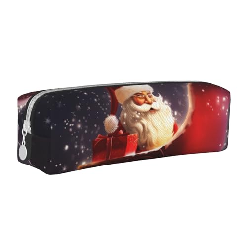 KCGSDEGV Niedliches Federmäppchen mit Weihnachtszauber bedrucktem Leder-Federmäppchen, Stifteetui, für Schule, Schreibwaren, Organizer, Stiftebox, weiß, Einheitsgröße, Schulranzen von KCGSDEGV