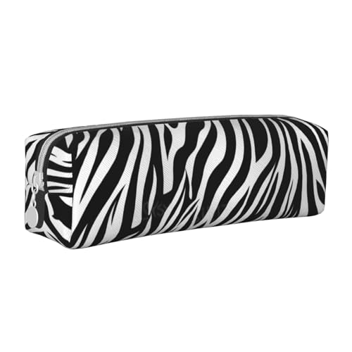 KCGSDEGV Niedliches Federmäppchen mit Zebramuster, bedrucktes Leder-Federmäppchen, Stifteetui, für Schule, Schreibwaren, Organizer, Stiftebox, weiß, Einheitsgröße, Schulranzen von KCGSDEGV