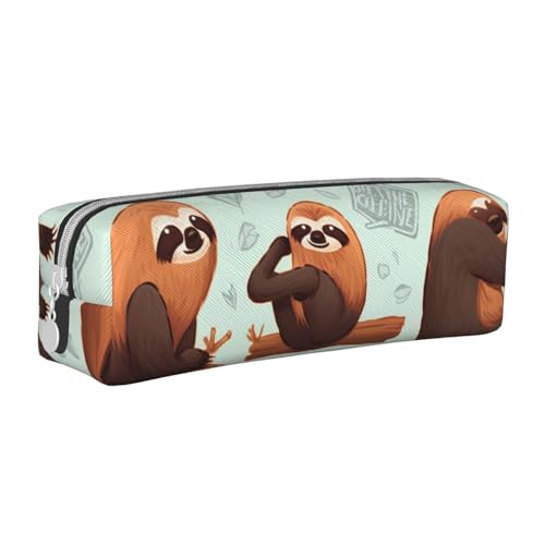 KCGSDEGV Niedliches Federmäppchen mit braunem Tierdruck, Leder-Federmäppchen, Stifteetui, für Schule, Schreibwaren, Organizer, Stiftebox, weiß, Einheitsgröße, Schulranzen von KCGSDEGV