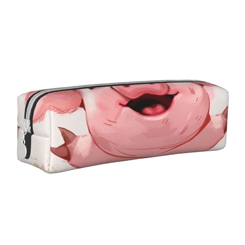 KCGSDEGV Niedliches Federmäppchen mit lustigen Bauernhoftieren bedrucktes Leder-Federmäppchen für die Schule, Schreibwaren, Organizer, Stiftebox, weiß, Einheitsgröße, Schulranzen von KCGSDEGV