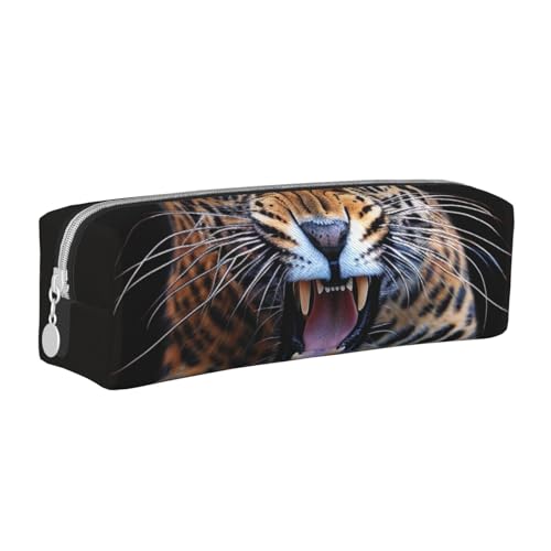 KCGSDEGV Niedliches Federmäppchen mit niedlichem Leopardenmuster, Leder-Federmäppchen, Stifteetui, für Schule, Schreibwaren, Organizer, Stiftebox, weiß, Einheitsgröße, Schulranzen von KCGSDEGV