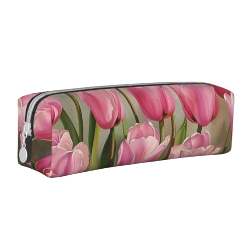 KCGSDEGV Niedliches Federmäppchen mit schönen Blumen, bedrucktes Leder-Federmäppchen, Stifteetui, für Schule, Schreibwaren, Organizer, Stiftebox, weiß, Einheitsgröße, Schulranzen von KCGSDEGV