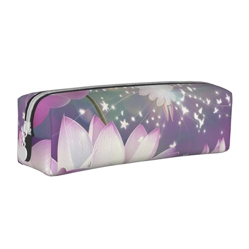 KCGSDEGV Niedliches Federmäppchen mit schönen Blumen, bedrucktes Leder-Federmäppchen, Stifteetui, für Schule, Schreibwaren, Organizer, Stiftebox, weiß, Einheitsgröße, Schulranzen von KCGSDEGV