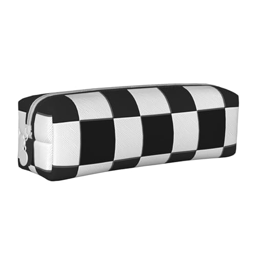 KCGSDEGV Niedliches Federmäppchen mit schwarz-weiß bedrucktem Leder-Federmäppchen für die Schule, Schreibwaren, Organizer, Stiftebox, weiß, Einheitsgröße, Schulranzen von KCGSDEGV