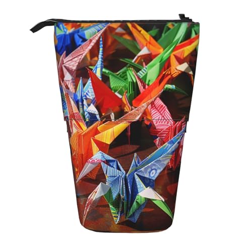 KCGSDEGV Origami-Papierkraniche, stehend, erweiterbar, Federmäppchen, Organizer für Schulstifte, Make-up und Reisen, für Studenten und Künstler, Schwarz , Einheitsgröße, Schulranzen von KCGSDEGV