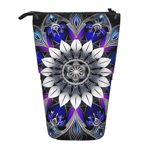 KCGSDEGV Rechteckiges Mandala-Drucke, stehend, erweiterbar, Federmäppchen, Organizer für Schule, Stifte, Make-up und Reisen, für Studenten und Künstler, Schwarz , Einheitsgröße, Schulranzen von KCGSDEGV