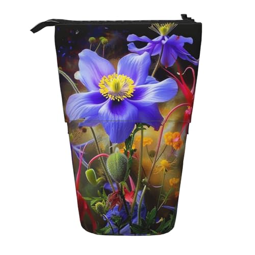 KCGSDEGV Schöne Blumen Kunstdrucke Stehend Erweiterbar Federmäppchen Organizer für Schulstifte, Make-up & Reisen für Studenten & Künstler, Schwarz , Einheitsgröße, Schulranzen von KCGSDEGV