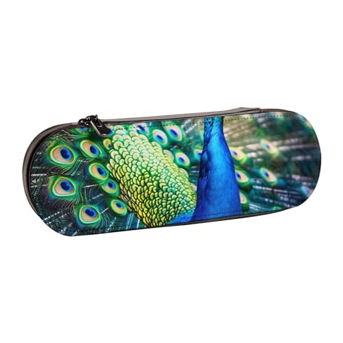 KCGSDEGV Schönes Federmäppchen mit Pfauenmotiv für Schule, Mädchen, Jungen, niedliches Leder-Federmäppchen mit Reißverschluss, Schreibwaren-Organizer-Box, Schwarz , Einheitsgröße, Schulranzen von KCGSDEGV