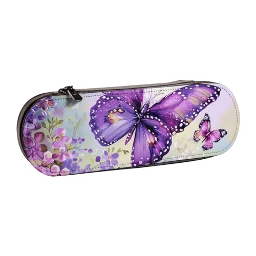 KCGSDEGV Schönes Federmäppchen mit Schmetterlingsmotiv für Schule, Mädchen, Jungen, niedliches Leder-Federmäppchen mit Reißverschluss, Schreibwaren-Organizer-Box, Schwarz , Einheitsgröße, Schulranzen von KCGSDEGV