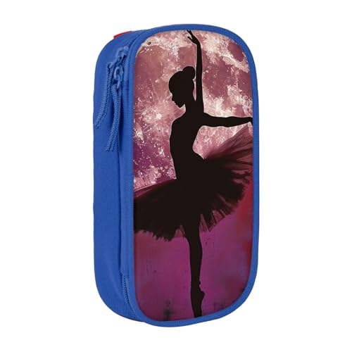 KCGSDEGV Schwarzes Federmäppchen mit Ballerina-Tanzdruck, großes Fassungsvermögen, niedliches Federmäppchen, Schreibwaren-Organizer, Box für Schule, Mädchen, Jungen, blau, Einheitsgröße, Schulranzen von KCGSDEGV