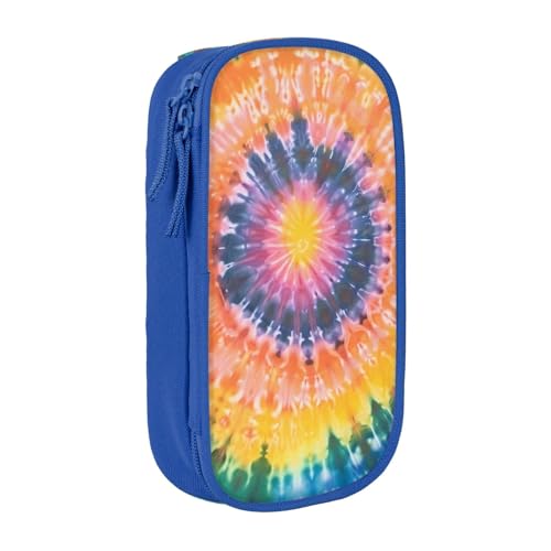 KCGSDEGV Schwarzes Federmäppchen mit Batikdruck, großes Fassungsvermögen, niedliches Federmäppchen, Schreibwaren-Organizer, Box für Schule, Mädchen, Jungen, blau, Einheitsgröße, Schulranzen von KCGSDEGV