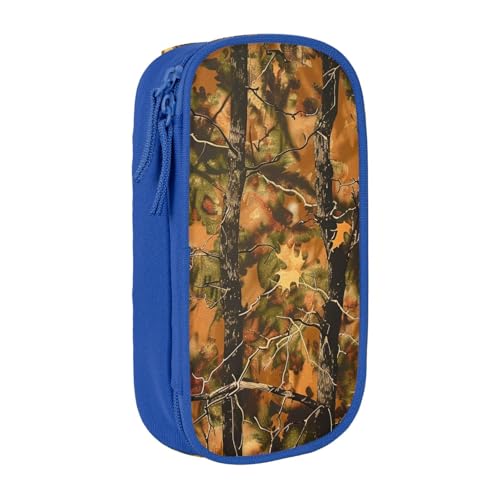 KCGSDEGV Schwarzes Federmäppchen mit Blättern, Camoflauge-Druck, großes Fassungsvermögen, niedliches Federmäppchen, Schreibwaren-Organizer, Box für Schule, Mädchen, Jungen, blau, Einheitsgröße, von KCGSDEGV