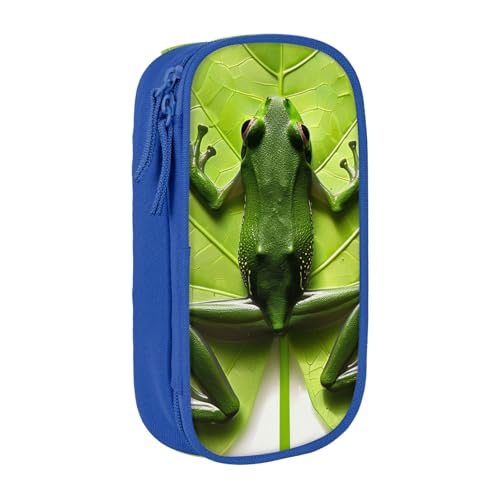 KCGSDEGV Schwarzes Federmäppchen mit Froschblättern, großes Fassungsvermögen, niedliches Federmäppchen, Schreibwaren-Organizer, Box für Schule, Mädchen, Jungen, blau, Einheitsgröße, Schulranzen von KCGSDEGV