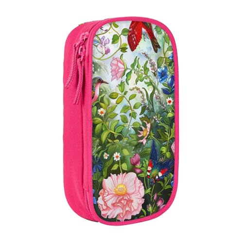 KCGSDEGV Schwarzes Federmäppchen mit Garten mit Vögeln und Blumen, großes Fassungsvermögen, niedliches Federmäppchen, Schreibwaren-Organizer, Box für Schule, Mädchen, Jungen, rose, Einheitsgröße, von KCGSDEGV