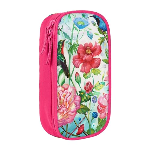 KCGSDEGV Schwarzes Federmäppchen mit Garten mit Vogel und Blumen, großes Fassungsvermögen, niedliches Federmäppchen, Schreibwaren-Organizer, Box für Schule, Mädchen, Jungen, rose, Einheitsgröße, von KCGSDEGV