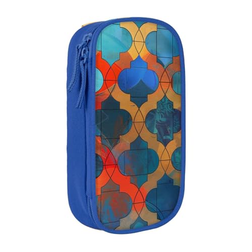 KCGSDEGV Schwarzes Federmäppchen mit Gitterdruck, großes Fassungsvermögen, niedliches Federmäppchen, Schreibwaren-Organizer, Box für Schule, Mädchen, Jungen, blau, Einheitsgröße, Schulranzen von KCGSDEGV