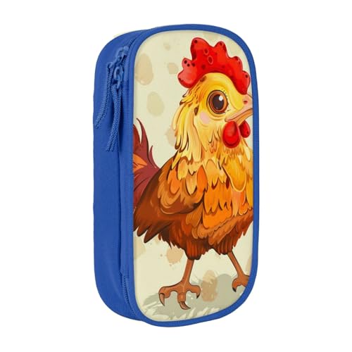 KCGSDEGV Schwarzes Federmäppchen mit Huhn-Küken-Aufdruck, großes Fassungsvermögen, niedliches Federmäppchen, Schreibwaren-Organizer, Box für Schule, Mädchen, Jungen, blau, Einheitsgröße, Schulranzen von KCGSDEGV