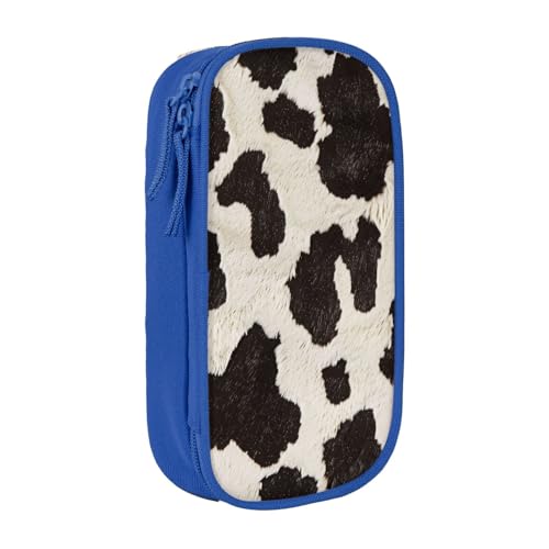 KCGSDEGV Schwarzes Federmäppchen mit Kuhfell-Druck, großes Fassungsvermögen, niedliches Federmäppchen, Schreibwaren-Organizer, Box für Schule, Mädchen, Jungen, blau, Einheitsgröße, Schulranzen von KCGSDEGV