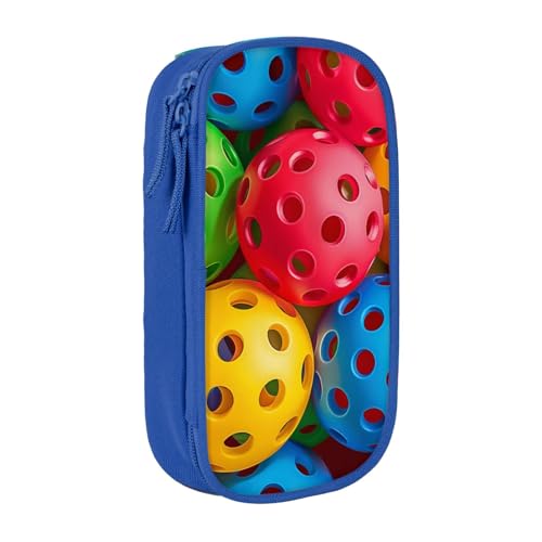 KCGSDEGV Schwarzes Federmäppchen mit Pickleball-Kugeln, buntem Muster, großes Fassungsvermögen, niedliches Federmäppchen, Schreibwaren-Organizer, Box für Schule, Mädchen, Jungen, blau, Einheitsgröße, von KCGSDEGV