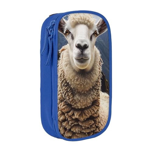 KCGSDEGV Schwarzes Federmäppchen mit Schaf-Aufdruck, großes Fassungsvermögen, niedliches Federmäppchen, Schreibwaren-Organizer, Box für Schule, Mädchen, Jungen, blau, Einheitsgröße, Schulranzen von KCGSDEGV