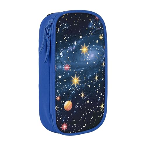 KCGSDEGV Schwarzes Federmäppchen mit Sternbild, Sternhaufen, Galaxien, bedruckt, großes Fassungsvermögen, niedliches Federmäppchen, Schreibwaren-Organizer, Box für Schule, Mädchen, Jungen, blau, von KCGSDEGV