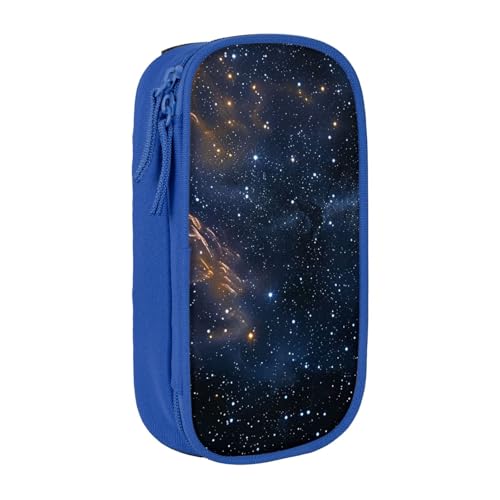 KCGSDEGV Schwarzes Federmäppchen mit Sternennacht im tiefen Weltraum, großes Fassungsvermögen, niedliches Federmäppchen, Schreibwaren-Organizer, Box für Schule, Mädchen, Jungen, blau, Einheitsgröße, von KCGSDEGV