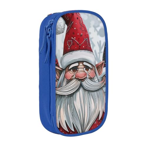 KCGSDEGV Schwarzes Federmäppchen mit Weihnachtsmann-Zwerg bedruckt, großes Fassungsvermögen, niedliches Federmäppchen, Schreibwaren-Organizer, Box für Schule, Mädchen, Jungen, blau, Einheitsgröße, von KCGSDEGV